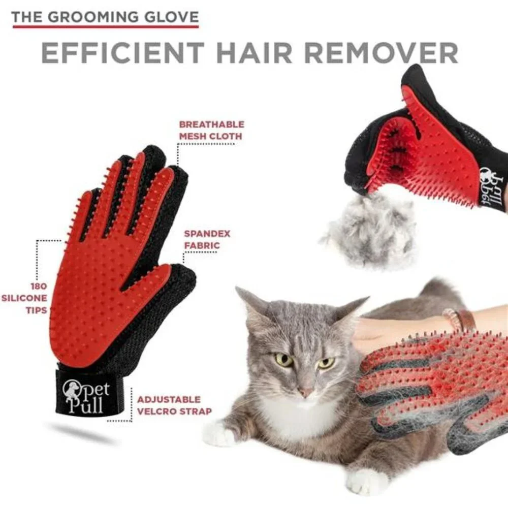 Pet Grooming Brushes for Dogs and Cats Shedding Hair (Red, Grooming Kit)